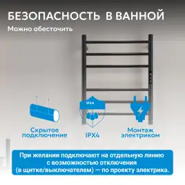 Полотенцесушитель электрический 50х63 ABBER Standard AH4606MB черный матовый