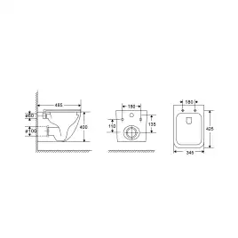 Подвесной унитаз Grossman GR-4497SQC безободковый, смыв торнадо, Белый глянцевый