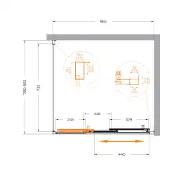 Душевой уголок CEZARES MOLVENO-AHF-31-90/80-C-CR-IV прозрачное стекло, профиль Хром