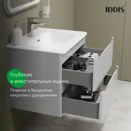 Тумба с раковиной IDDIS Edifice 60, подвесная, Светло-серый, EDI60L0i95K
