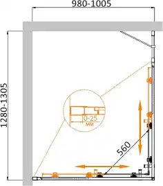 Душевой уголок CEZARES MOLVENO-AH-21-100+30-C-Cr-IV стекло Прозрачное, профиль Хром