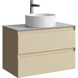 Тумба с раковиной подвесная Aqwella Geometria 80 GE01082MD+STG814X476GS, со столешницей серый камень, цвет морская дюна