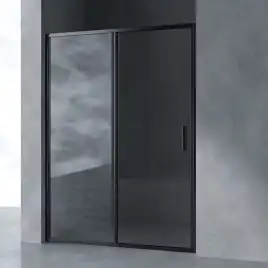 Душевая дверь в нишу AVS Вектор 140 см профиль черный, стекло прозрачное, 803-0002-195-14-BM-T