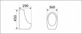 Писсуар подвесной CeramaLux X545S с кнопочным механизмом смыва, с вертикальным выпуском