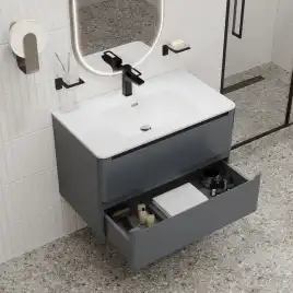 Тумба с раковиной IDDIS Edifice 80, подвесная, Темно-серый, EDI80D0i95K