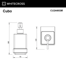Дозатор для жидкого мыла Whitecross CUBO gunmetal, CU2440GM, Оружейная сталь