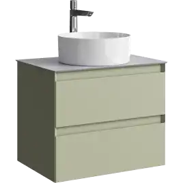 Тумба с раковиной подвесная Aqwella Geometria 65 GE01652SH+STG662X476GS, со столешницей серый камень, цвет зеленый шалфей