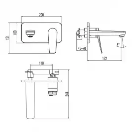 Смеситель Lemark Bronx LM3726GM для раковины, встраиваемый Графит