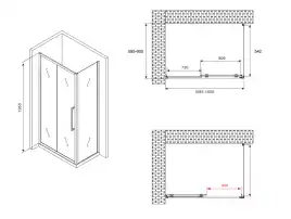 Душевой уголок ABBER Schwarzer Diamant 160х60 см, AG30160H-S60, профиль хром, стекло прозрачное