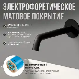 Смеситель для раковины AVS Slimmer 811-102-MB встраиваемый, с внутренней частью, черный матовый