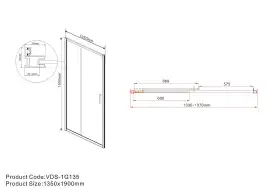 Душевая дверь Vincea Garda 135 VDS-1G135CLG, раздвижная, профиль брашированное золото, стекло прозрачное