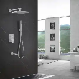 Душевая система ABBER Weiss Insel AF8017FW скрытого монтажа с изливом, белый матовый