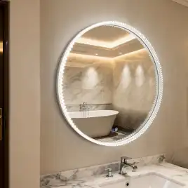 Зеркало Azario Лайвли D80, АZ-LED012125 с подсветкой и диммером, подогрев, белый матовый