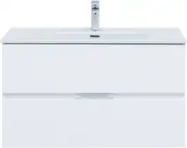 Тумба под раковину Aquanet Алвита New 90 2 ящика, белый матовый 303920