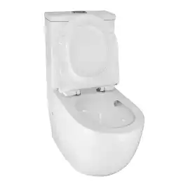 Унитаз напольный Azario CORSA AZ-2062T безободковый, смыв Торнадо, с бачком и сидением микролифт, Белый глянцевый