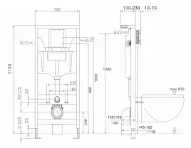 Комплект унитаза с инсталляцией ABBER Bequem AC1100 белый и кнопкой AC0126 хром глянцевый