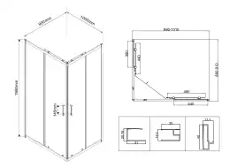 Душевой уголок Vincea City 100х90 VSS-5CT9010MT, дверь раздвижная, профиль хром, стекло текстурное