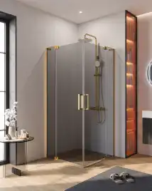 Душевой уголок CEZARES SLIDER-A-2-80/90-GRIGIO-BORO стекло Тонированное (графит), профиль Брашированное золото