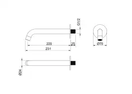 Излив для ванны Aquatek Европа AQ1341BG, Золото матовое