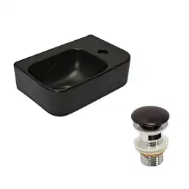 Рукомойник AVS Грэйс 37x25 L, черный матовый с донным клапаном