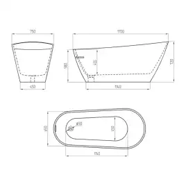 Акриловая ванна AVS Лилия 170х75 807-0011P-WG, белая