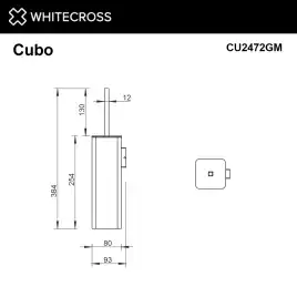 Ершик для унитаза Whitecross CUBO gunmetal, CU2472GM, Оружейная сталь