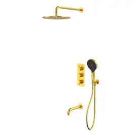 Душевая система для ванны WHITECROSS Y brushed gold YSET11TOPGLB, термостатическая, скрытого монтажа, Золото брашированное