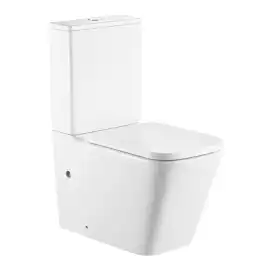 Унитаз-компакт Azario Terra AZ-6003-A напольный, безободковый, со смывом Торнадо, в комплекте с бачком и сиденьем микролифт, Белый глянцевый