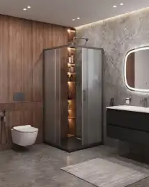 Душевой уголок CEZARES MOLVENO-A-2-90-P-GM стекло Матовое рифленая, профиль Оружейная сталь