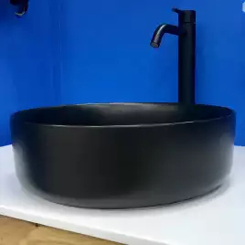 Раковина AVS Art Basin 35,5x35,5 801-0201-d36MB+Д/К. черная с донным клапаном