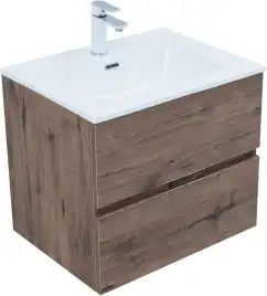 Тумба под раковину Aquanet Алвита New 60 2 ящика, дуб веллингтон табак 334184