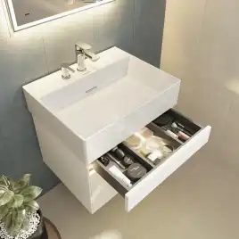 Тумба под раковину Kerama Marazzi LOGICA 60 см, LOG.60.2\WHT подвесная, Белая глянцевая