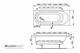 Акриловая ванна Vagnerplast KASANDRA 150х70 VPBA157KAS2X-04 прямоугольная, Белая