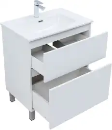 Тумба под раковину Aquanet Вега 70 напольная, белый глянец, 344122