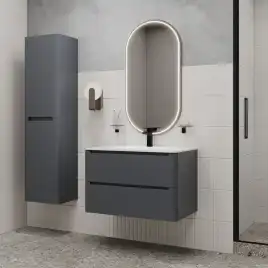 Тумба с раковиной IDDIS Edifice 80, подвесная, Темно-серый, EDI80D0i95K