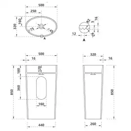Раковина напольная ABBER STEIN 50х32х85 AS2504-H, овальная, белая матовая