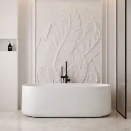 Ванна  Abber Stein 170х75 AS9607 из искусственного камня, Белая матовая