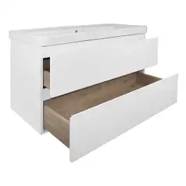 Тумба с раковиной Azario Мила 100 CS00089921, подвесная, Белая глянцевая
