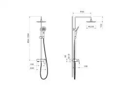 Душевая система Aquatek БЕТТА AQ2140MB, Черный матовый