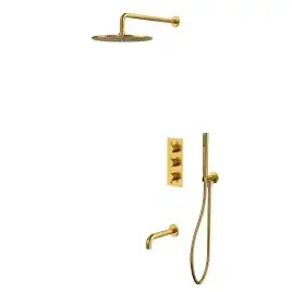 Душевая система для ванны WHITECROSS Y brushed gold YSET11GLB, термостатическая, скрытого монтажа, Золото брашированное