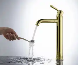 Смеситель для накладной раковины Aquatek Классик AQ1504PG, однорычажный, высокий, Полированное золото