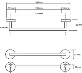 Полотенцедержатель 45 см BEMETA HEMATIT Антрацит глянец 159204022