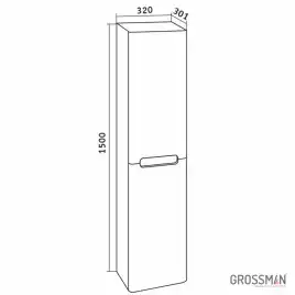 Шкаф-пенал для ванной Grossman Адель 32 подвесной, белый глянцевый (303201)