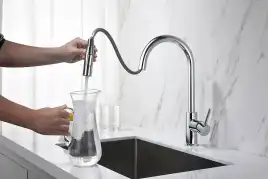 Смеситель для кухни Aquatek Европа AQ1384CR с выдвижной лейкой, Хром