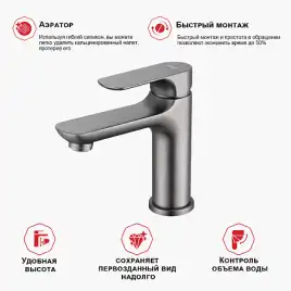 Смеситель для раковины Raglo R03.10.09, Графит матовый