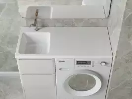 Раковина  Madera Kamilla 100х48 L 4627173210577 левая над стиральной машиной, из литьевого мрамора, Белая