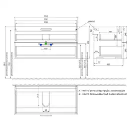 Тумба с раковиной IDDIS Brick 100, подвесная, Белая, BRI10W1i95K