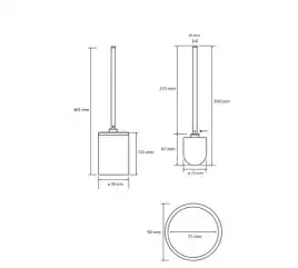 Ершик для унитаза напольный щётка белая 9 см BEMETA WHITE Белый матовый 104913094