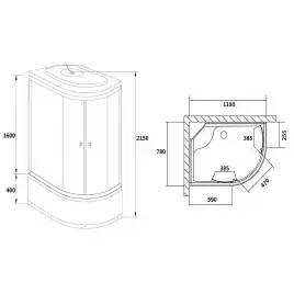 Душевая кабина Loranto 120х80, высокий поддон, Матовое стекло, CS-886EDTM/W-120