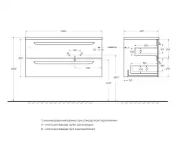 Тумба под раковину Cezares ECO-CER-N 100 см, ECO-CER-N-1000-2C-SO-BL-R (без ручек), Bianco Lucido